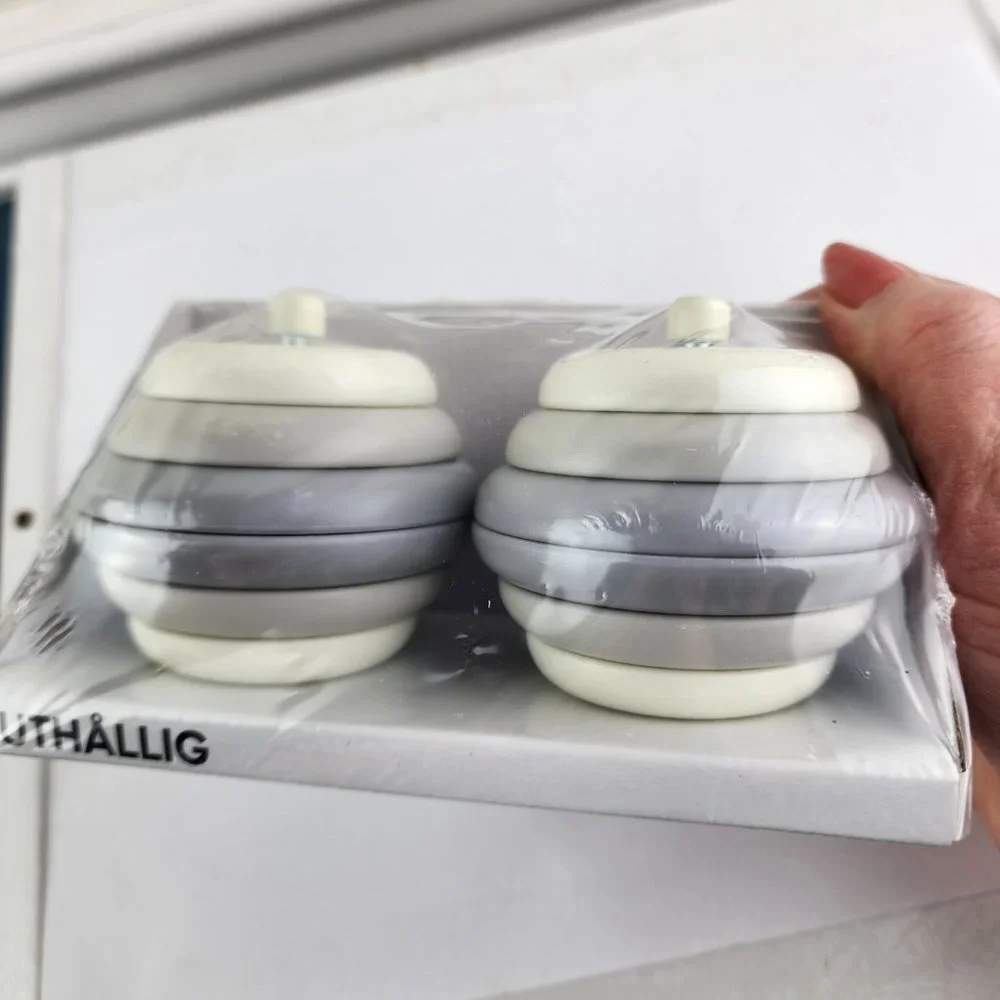 IKEA Uthallig Curtain End Caps White Gray Set of Two NWT